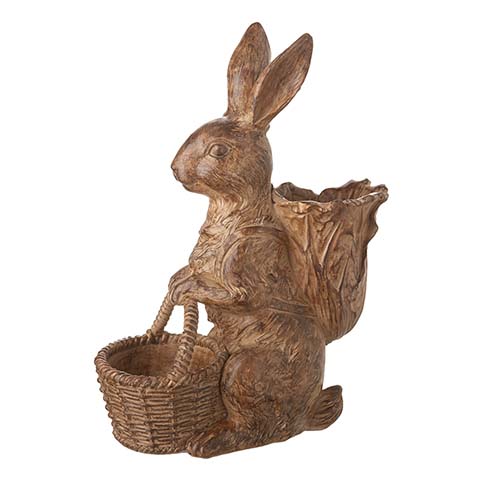 RAZ Imports~Grapevine Twig Spring Basket~Easter Bunny Rabbit Swinging on Carrot 