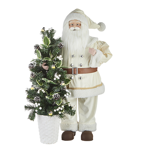 Details about   NWT Raz Imports Vintage Style Cloth W/Tinsel 16” Santa Tree Topper 
