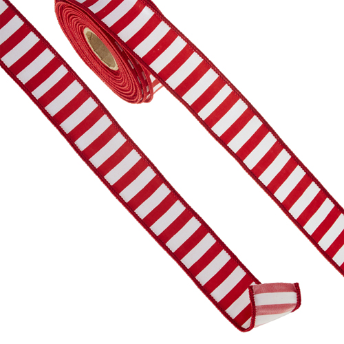 Raz Imports Kringle Candy Co. 2.5 x 10 Yards Striped Wired Ribbon